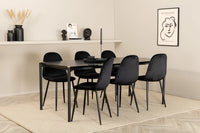 Spisebord Pelle & Polar 190 x 90 + Spisestol 2-pakk – svart