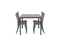 Spisegruppe Break & Tablas 150 x 90 + 2-pakk spisestoler – mørk grå