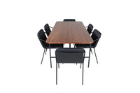Spisestol Tvist & Uno 2-pakk – svart + Rektangulært spisebord 200 x 90 – natur