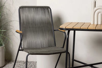 Kafégruppe 70 x 55 + spisestol 2-pakk – natur og mørkegrå