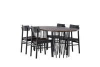 Spisegruppe oval 220 x 100 med 2-pakk spisestoler – svart og mokka