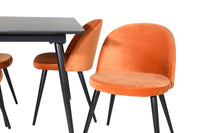 Spisegruppe 120 x 80 + 2-pakk spisestoler – svart og rustoransje