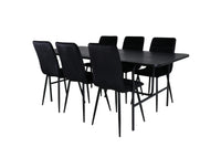 Spisegruppe Uno & Windu 200 x 90 + 2-pakk – svart