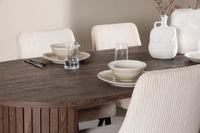 Spisegruppe oval 200 x 90 2-pakk – mocca og beige