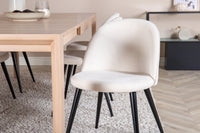 Spisebord 170 x 95 + spisestol 2-pakk – hvitvasket og krem