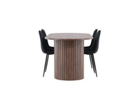 Spisestol Polar & Härön 2-pakk + Spisebord ovalt 200 x 90 – svart og mokka