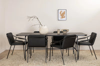 Spisestol Tvist & Uno 2-pakk + Spisebord rektangulært 200 x 90 – svart