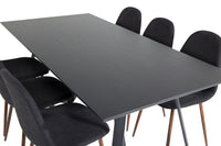 Spisestol Polar & Marina 2-pakk + Rektangulært spisebord 180 x 90 – svart