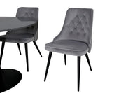 Spisegruppe Estelle & Velvet Deluxe rund ⌀106 med spisestol 2-pakk – mørk grå og lys grå