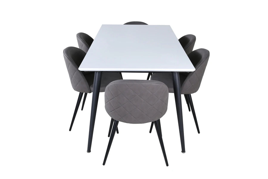 Spisegruppe Jimmy & Velvet 195 x 90 2-pakk – hvit og grå