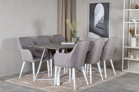 Spisebord Marina & Comfort rektangulært 180 x 90 + spisestol 2-pakk – grå
