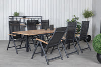 Posisjonsstol Panama 2-pakk + Rektangulært spisebord 152 x 90 – svart