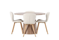 Spisegruppe rund ⌀120 2-pakk – natur og beige