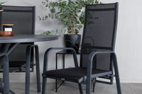 Spisebord Alma & Copacabana rundt ⌀120 + Reklinerstol 2-pakk – svart
