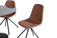 Spisestol Polar & Estelle 2-pakk + Spisebord rundt ⌀106 – brun og mørk grå