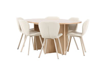 Spisegruppe Strada & Lilja rektangulær ⌀120 2-pakk – hvitkalket og beige