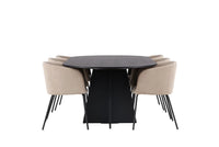 Spisegruppe Berit & Bootcut + Ovalt 230 x 115 – beige og svart