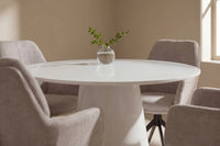 Spisestol 2-pakk brun + Rundt spisebord Ø120 – beige
