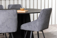 Spisegruppe Bootcut & Rosie Oval 230 x 115 med 2-pakk spisestoler – svart og grå