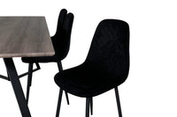 Spisestol Polar & Marina 2-pakk – svart + Rektangulært spisebord 180 x 90 – natur