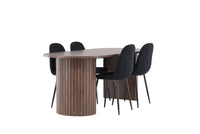 Spisestol Polar & Härön 2-pakk + Spisebord ovalt 200 x 90 – svart og mokka