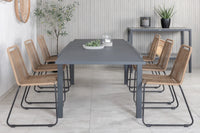 Spisestol Lindos & Marbella 2-pakk + spisebord rektangulært 160 x 100 – brun og svart