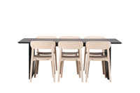 Spisestol 2-pakk + rektangulært spisebord 200 × 100 – beige og svart