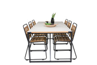 Spisegruppe Texas & Bois 200 × 100 + 2-pakk spisestoler – lys grå og natur