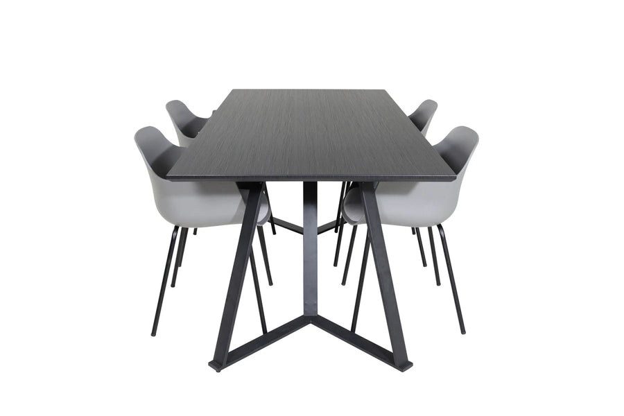 Spisegruppe Comfort & Marina 2-pakk 180 x 90 – grå og svart