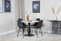 Spisegruppe Polar & Estelle 2-pakk + Rundt spisebord ⌀106 – svart og hvit