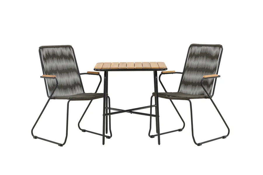 Kafégruppe 70 x 55 + spisestol 2-pakk – natur og mørkegrå