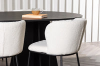 Spisegruppe Bootcut & Edina oval 230 x 115 + spisestol 2-pakk – svart og hvit
