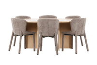 Spisegruppe Strada & Astoria rektangulært spisebord ⌀120 + spisestol 2-pakk – hvitvasket og brun