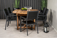 Spisestol Kenya 2-pakk – svart + Spisebord ovalt 180 x 120 – natur