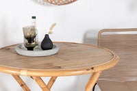 Kafébord Cane & Lindos ⌀80 + spisestol 2-pakk – natur og brun