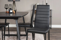 Spisestol Slim & Inca 2-pakk + Spisebord rektangulært 160 x 85 – svart