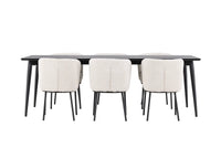 Spisestol Agnes & Ellis 2-pakk – hvit + Rektangulært spisebord 230 x 85 – svart