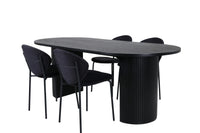 Spisestol Vault & Bianca 2-pakk + Spisebord ovalt 200 x 90 – svart