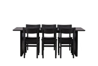 Spisestol 2-pakk + rektangulært spisebord 200 × 100 – svart