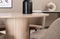 Spisegruppe Bianca & Velvet rund ⌀110 + 2-pakk spisestoler – whitewash og beige