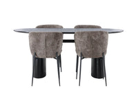 Spisestol Modesto & Isolde 2-pakk + Spisebord ovalt 180 x 90 – brun og svart