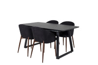 Spisestol Arch & Inca 2-pakk + Rektangulært spisebord 160 x 85 – svart