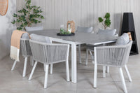 Spisestol Virya & Levels 2-pakk + spisebord rektangulært 160 x 100 – grå og hvit