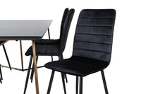 Spisebord Petra & Windu 190 x 90 + spisestol 2-pakk – svart