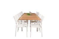 Spisestol Santorini & Panama 2-pakk + Rektangulært spisebord 160 x 90 – hvit
