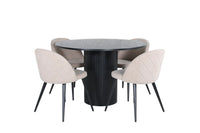 Spisegruppe Bianca & Velvet rund ⌀110 2-pakk – svart og beige