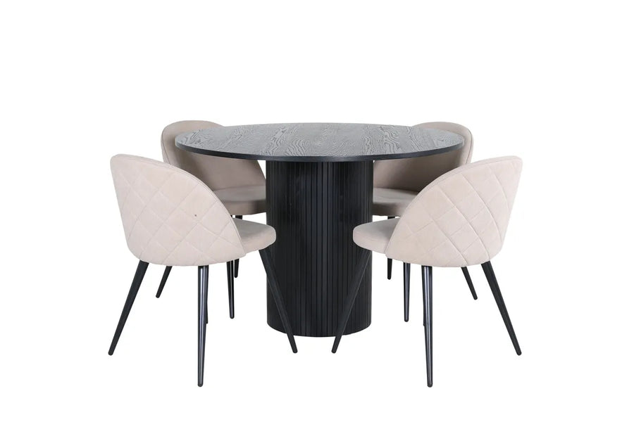 Spisegruppe Bianca & Velvet rund ⌀110 2-pakk – svart og beige