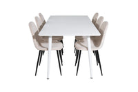 Spisebord Polar 180 x 90 + Spisestol 2-pakk – hvit og beige
