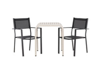 Spisestol Copacabana & Borneo 2-pakk + kafébord 70 x 70 – svart og beige