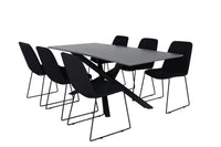Spisestol Muce & Piazza 2-pakk + Rektangulært spisebord 180 x 90 – svart